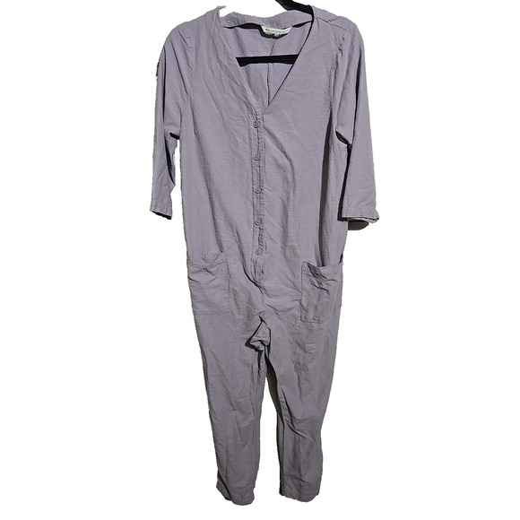 The Nines by Hatch Button Front 3/4 Sleeve Maternity Jumpsuit Womans Size Medium - Picture 2 of 6